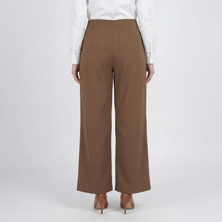 Women's Beige Tailored Fit Formal Trousers, Beige, large