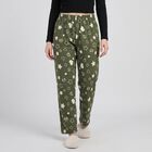 Women's Olive Green Straight Fit Heart and Star Printed Pyjama, Olive, small