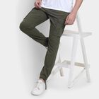 Men's Slim Fit Casual Trousers, गहरा हरा, small