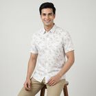 Men's Peach Cotton Floral Spread Collar Regular Fit Casual Shirt, पीच, small