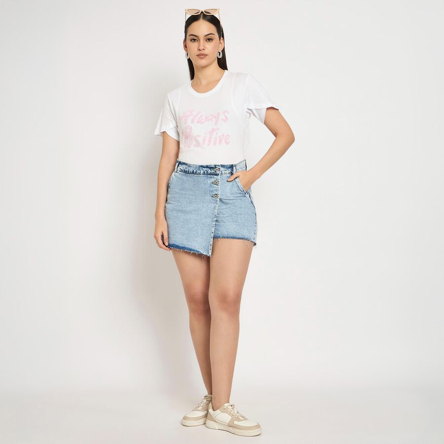Ladies' 100% Cotton Round Neck T-Shirt , सफ़ेद, large image number null