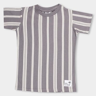 Boys' Light Grey Round Neck Casual T-Shirt