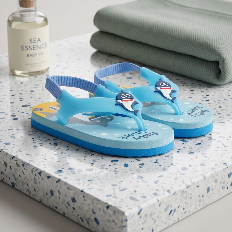 Boys' Blue Flip-Flop Slippers, नीला, large