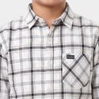 Boys White Cotton Long Sleeve Collared Shirt, सफ़ेद, small