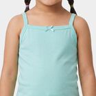 Girls' Aqua Cotton Square Neck Sleeveless Vest, एक्वा, small