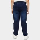 Boys' Navy Blue Regular Fit Drawstring Jeans, Mid Blue, small