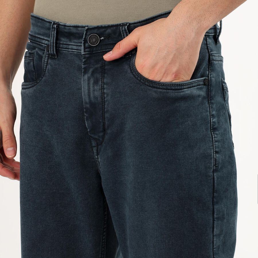 Men's Dark Blue Straight Fit Jeans, Dark Green, large