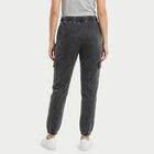 Women's Black Jogger Fit Cargo Track Pants, काला, small