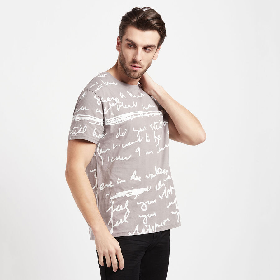 All Over Print Round Neck T-Shirt, Dark Grey, large image number null