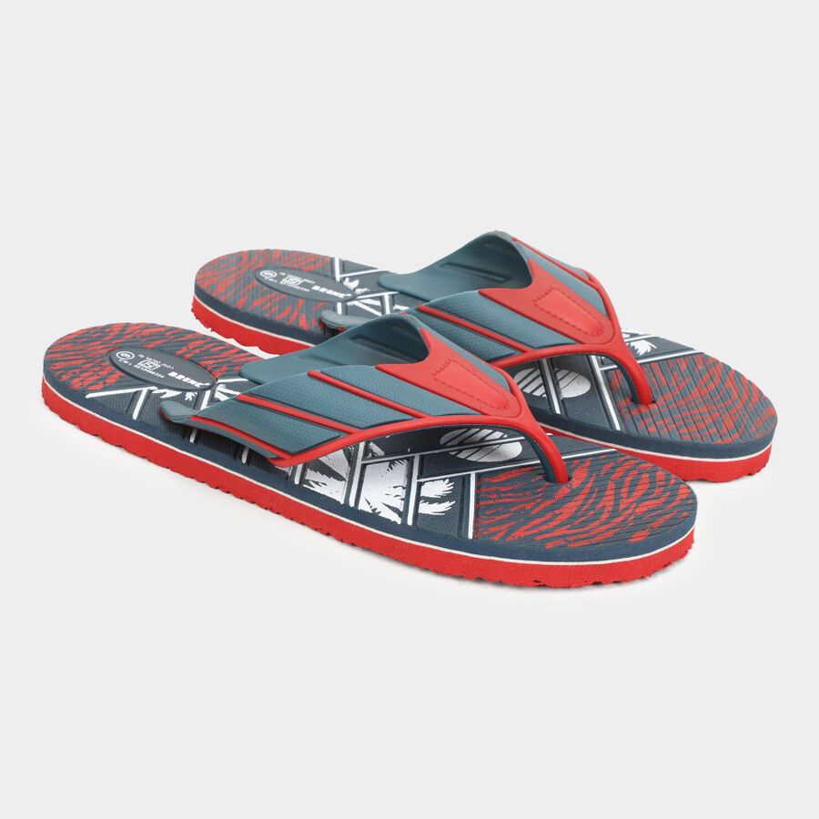 Mens Printed Flip Flops, Navy Blue, large image number null