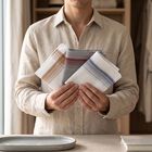 Men Grey Striped Pack of 3 Handkerchief, हल्का ग्रे, small