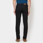 Solid Slim Fit Casual Trousers, Black, small image number null