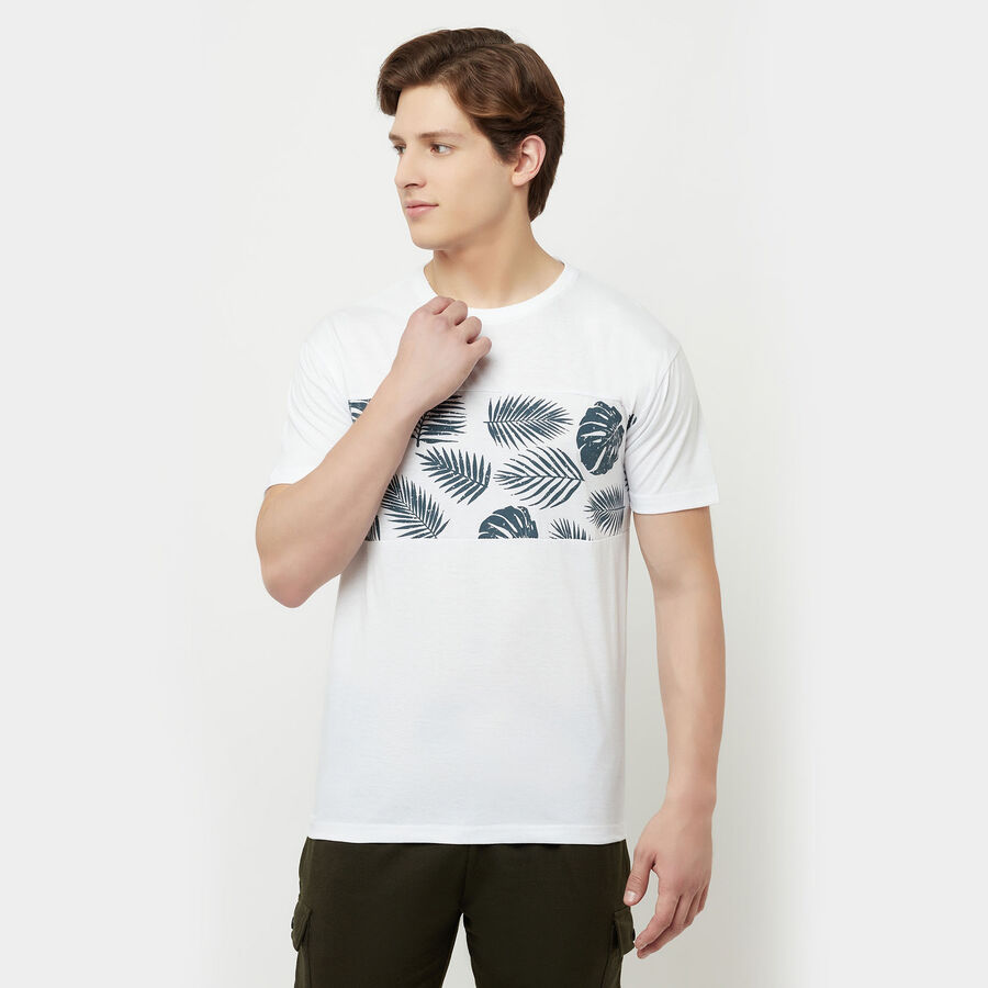 Cut & Sew Round Neck T-Shirt, White, large image number null
