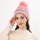 Women's Soft Pink Knitted Pom-Pom Beanie Cap, Light Pink, small image number null
