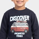 Boys' Navy Blue Crew Neck Graphic Print Sweatshirt, Navy Blue, small