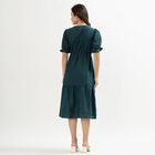 Women's Deep Forest Green Cotton V-Neck Empire Dress, Dark Green, small image number null