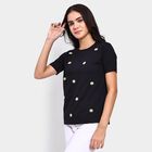 Ladies' Round Neck T-Shirt , काला, small image number null