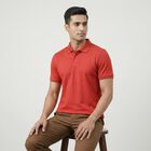 Men's Red Polo Neck Casual T-Shirt, Red, small