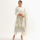 Women's Soft Ivory White Floral Printed Ethnic Set, Light Green, small