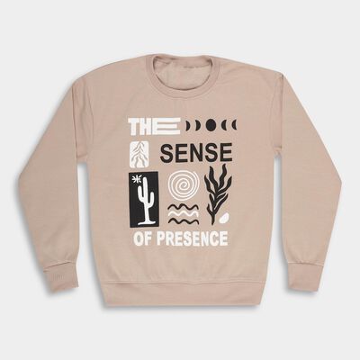 Boys Muted Beige Crew Neck Graphic Sweatshirt