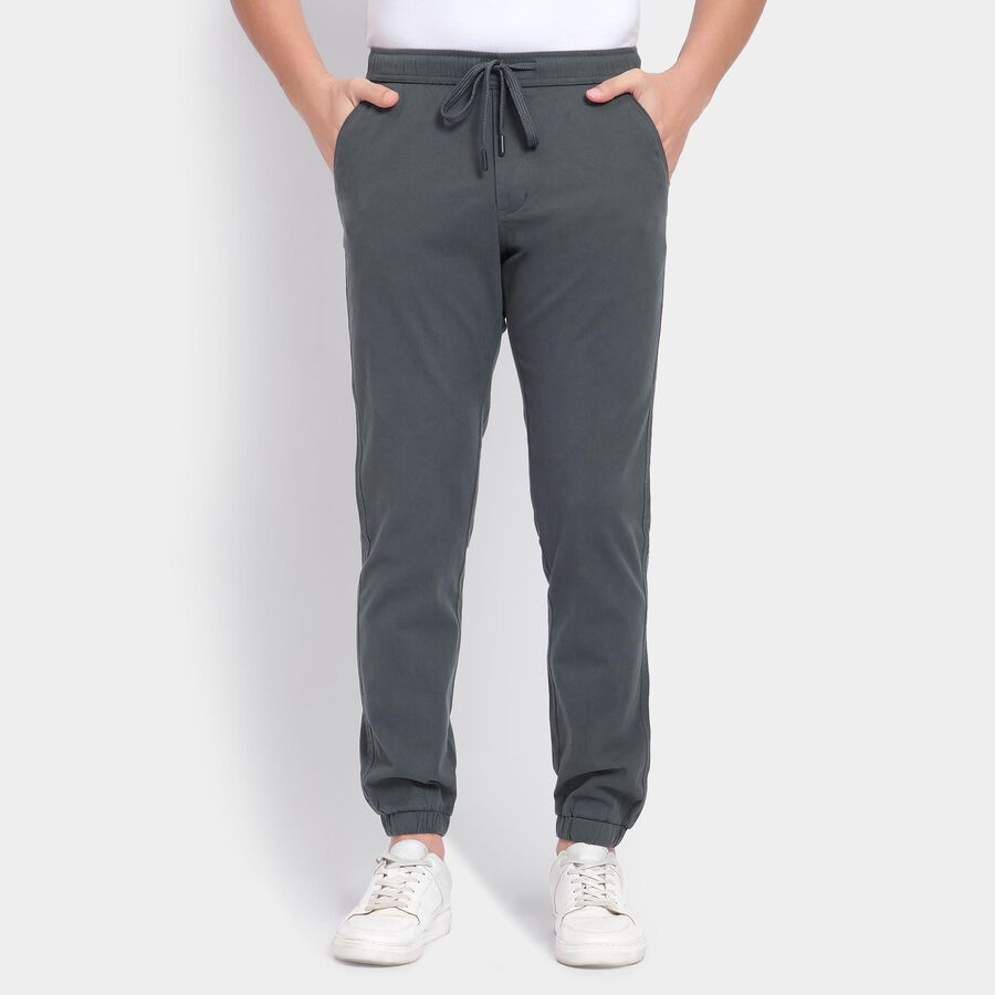 Men's Slim Fit Casual Trousers , गहरा हरा, large image number null