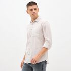 Men's Light Beige Striped Classic Casual Shirt, गहरा पीला, small image number null