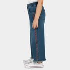 Girls Mid Blue Regular Fit Casual Jeans, Mid Blue, small