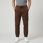 Men's Brown Slim Fit Jogger Trousers, भूरा, small