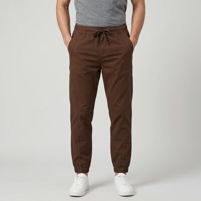 Men's Brown Slim Fit Jogger Trousers