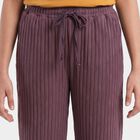 Girls' Lilac Straight Fit Ribbed Drawstring Pyjama, Lilac, small