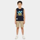 Boys Navy Blue Round Neck Casual Boys T-Shirt, नेवी ब्लू, small