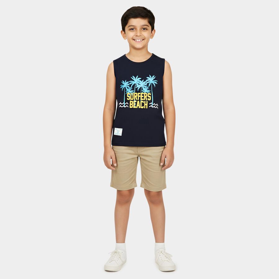 Boys Navy Blue Round Neck Casual Boys T-Shirt, नेवी ब्लू, large