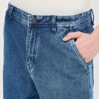 Men's Denim Blue Straight Fit Jeans, Dark Blue, small