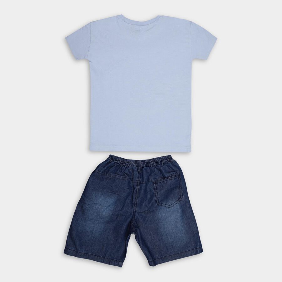 Boys' Light Blue Cotton Round Neck Embroidered Baba Suit, Light Blue, large