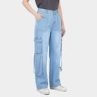 Women's Blue Wide Leg High-Rise Jeans, Light Blue, small