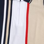 Boys Navy Blue and Beige Cotton Polo Neck Casual T-Shirt, Beige, small