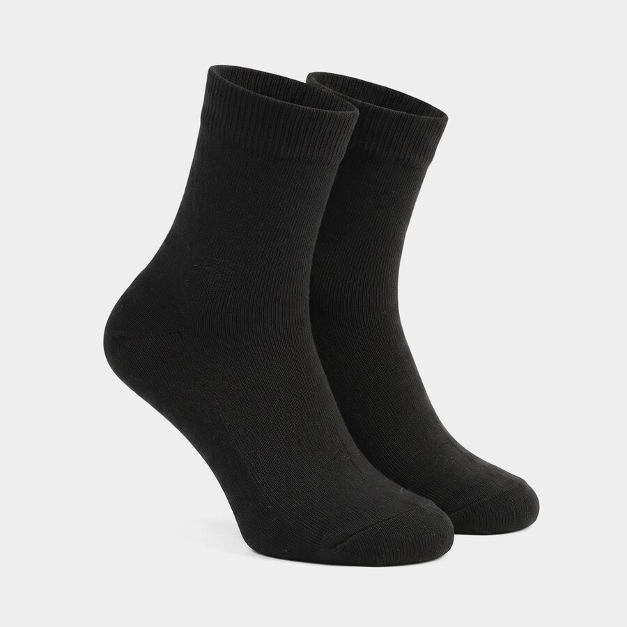 Boys' Black Regular Fit Solid Pack of 1 Socks, Black, large