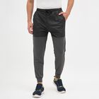 Men's Charcoal Grey Regular Fit Panelled Track Pants, Dark Grey, small