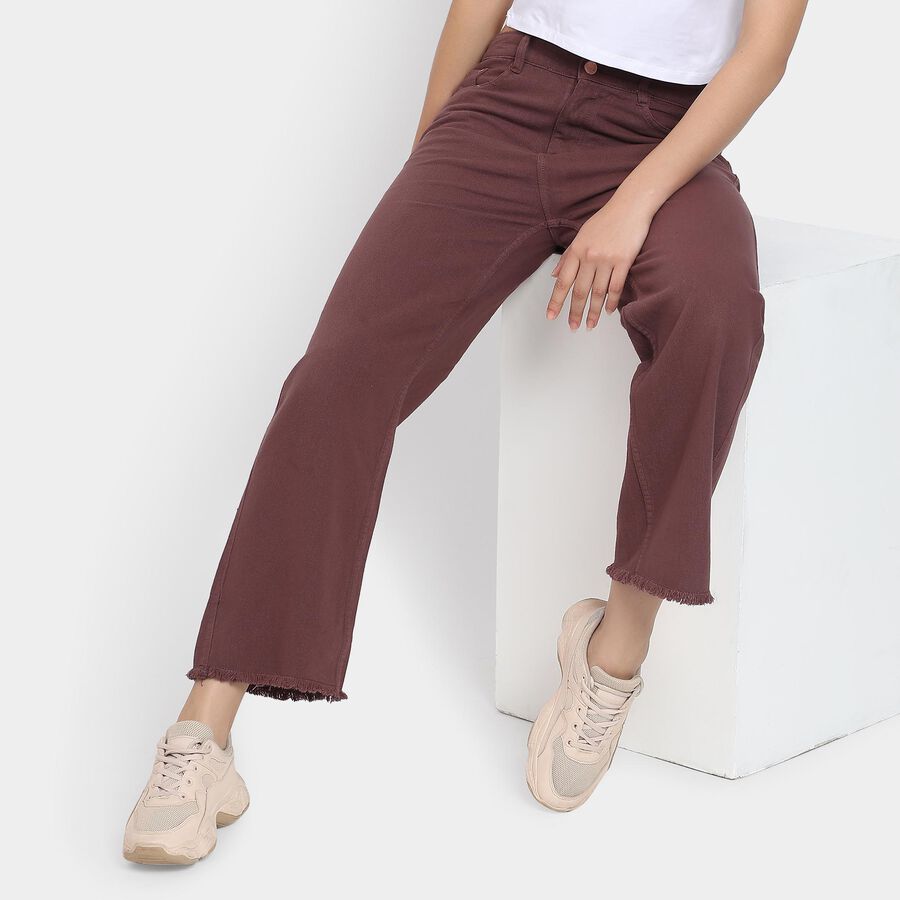 Ladies' 100% Cotton Jeans, मरून, large image number null
