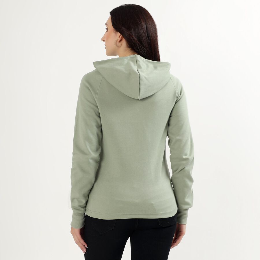 Women's Light Sage Green Hooded Neck Casual Sweatshirt, Light Green, large image number null