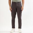 Men's Dark Charcoal Grey Slim Fit Flat-Front Casual Trousers, गहरा ग्रे, small image number null