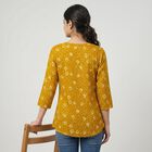 Women's Mustard Round Neck Printed Straight Kurti, Yellow, small