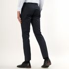 Men's Deep Midnight Navy Slim Fit Flat-Front Formal Trousers, Navy Blue, small