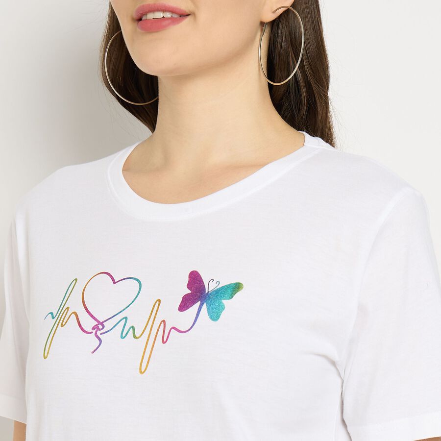 Ladies' 100% Cotton Round Neck T-Shirt, White, large image number null
