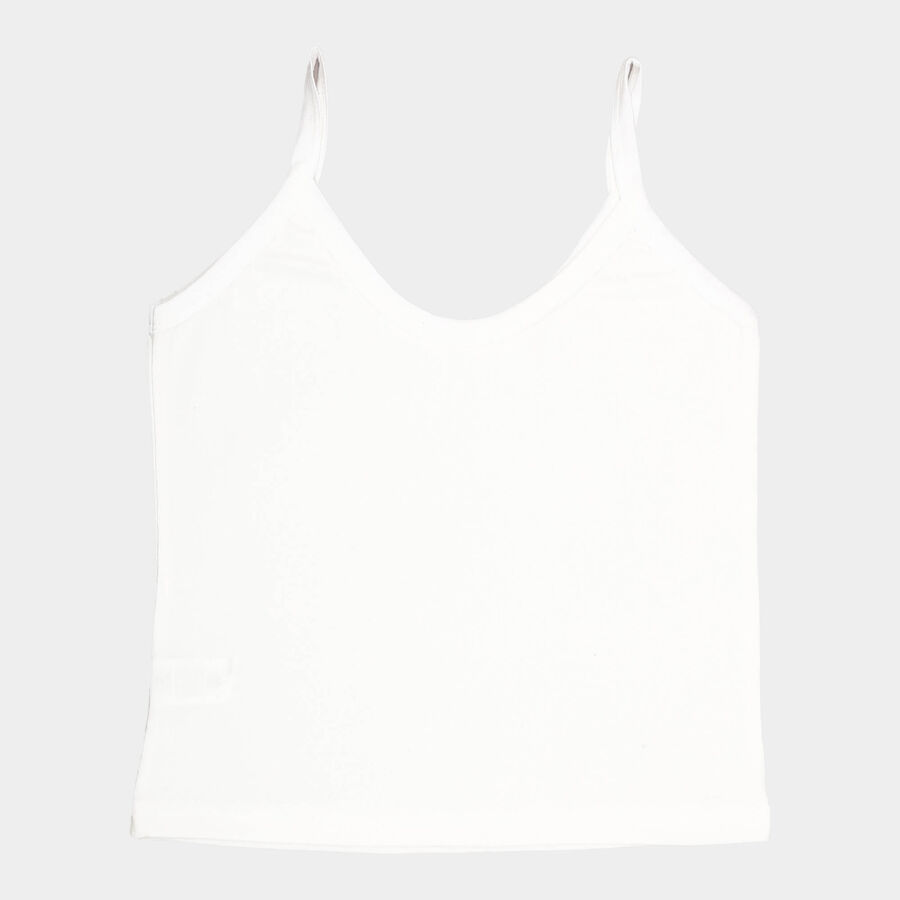 Girls Cotton Solid Vest, Off White, large image number null