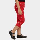 Girls' Fuchsia Regular Fit Heart Printed Elastic Waist Capri, Fuchsia, small