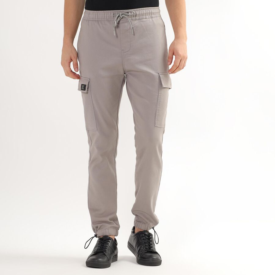 Men's Cargo Slim Fit Casual Trousers , हल्का ग्रे, large image number null