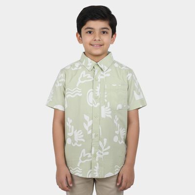 Boys Mint Green Cotton Regular Fit Casual Shirt