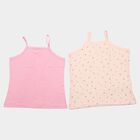 Girls Pink Cotton Square Neck Sleeveless Vest, हल्का गुलाबी, small