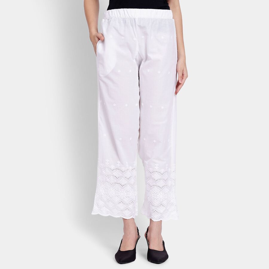 Ladies' 100% Cotton Palazzos, Off White, large image number null